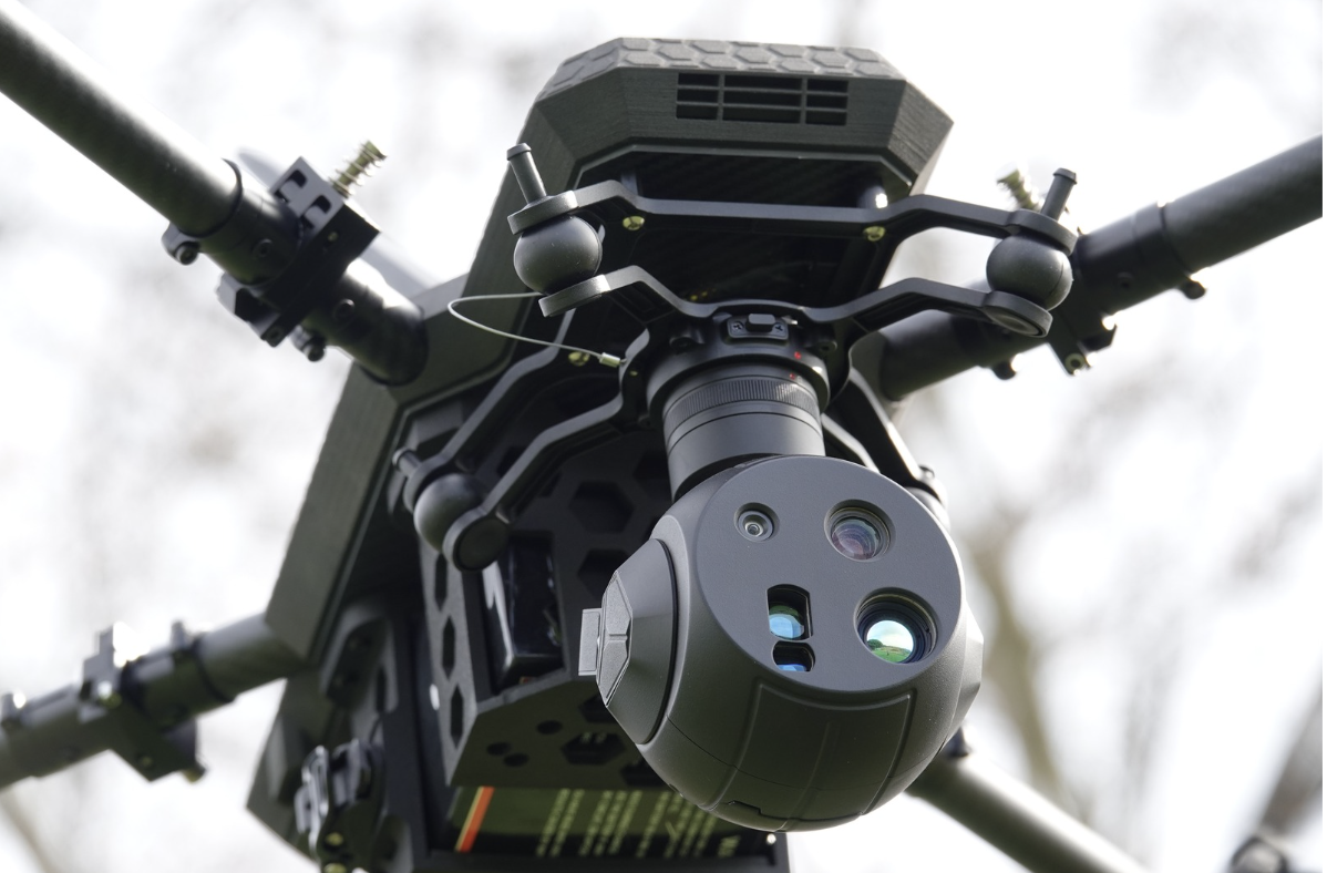 TCAT RECCE ISR UAV — Surveillance & security configuration: RECCE in surveillance configuration, long-endurance pack and EO/IR payload.